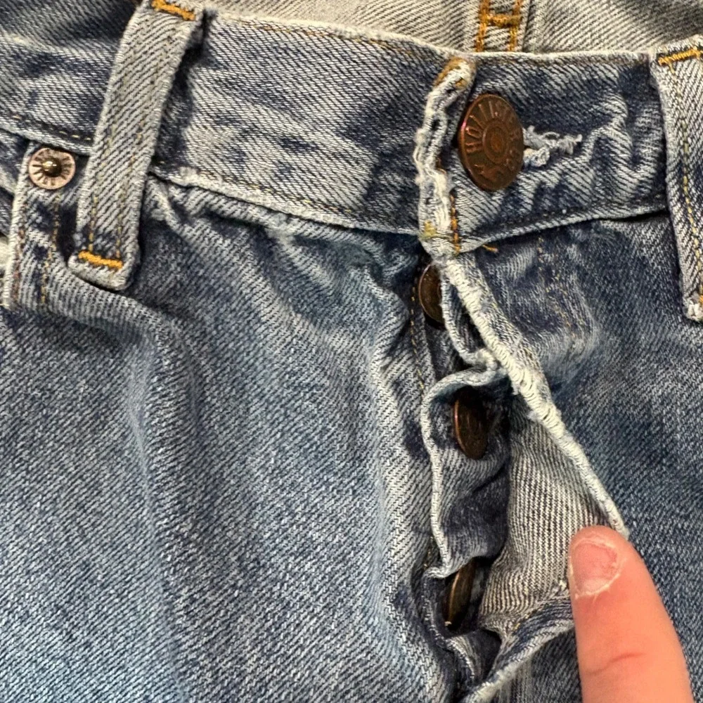 Hollister Mens Straight Leg Button Fly Distressed Denim Jeans Blue 32x32